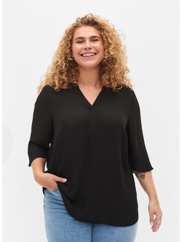 Zizzi Blouse 'Ehuiju' in Zwart: voorkant