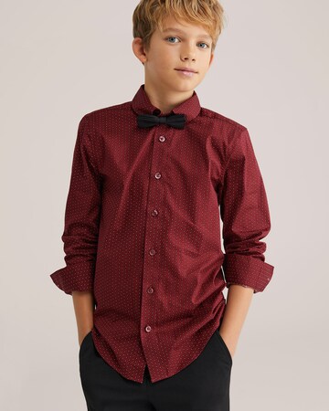 WE Fashion Regular fit Button Up Shirt in Red: front