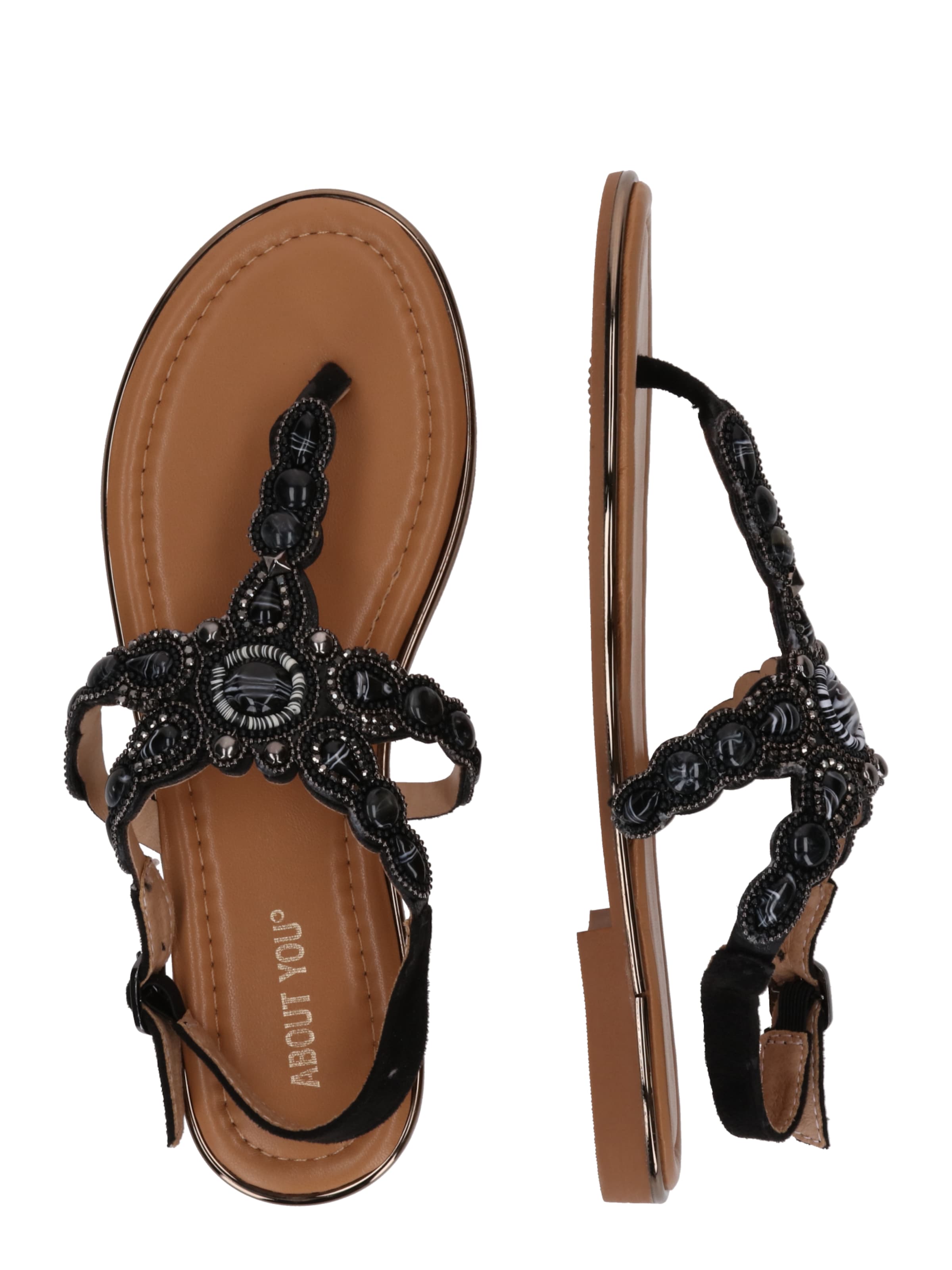 melns ABOUT YOU Iešļūcenes ar pirkstu atdalītāju 'Nahla'