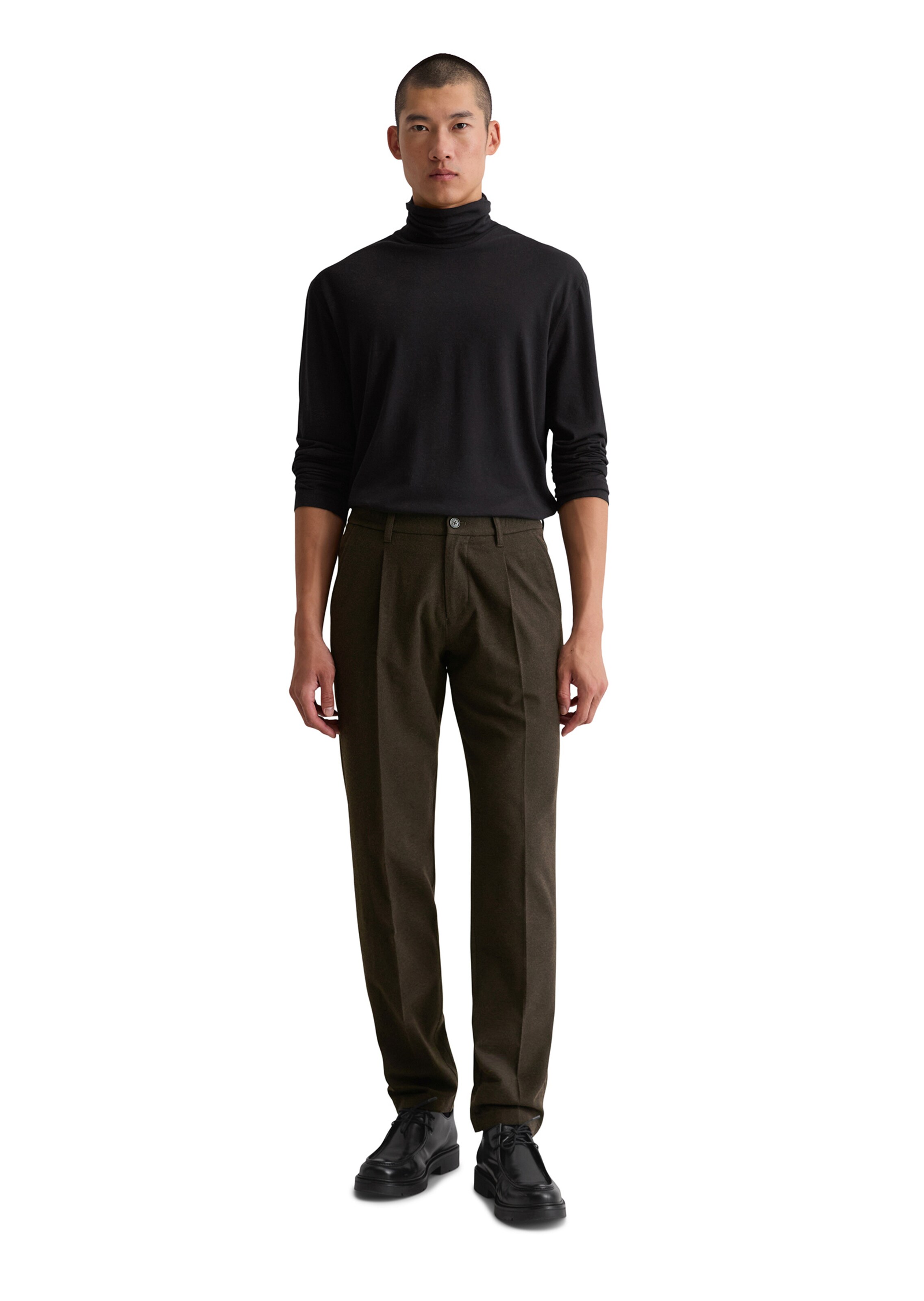 Marc O'Polo Regular Bundfaltenhose 'Osby' in Braun