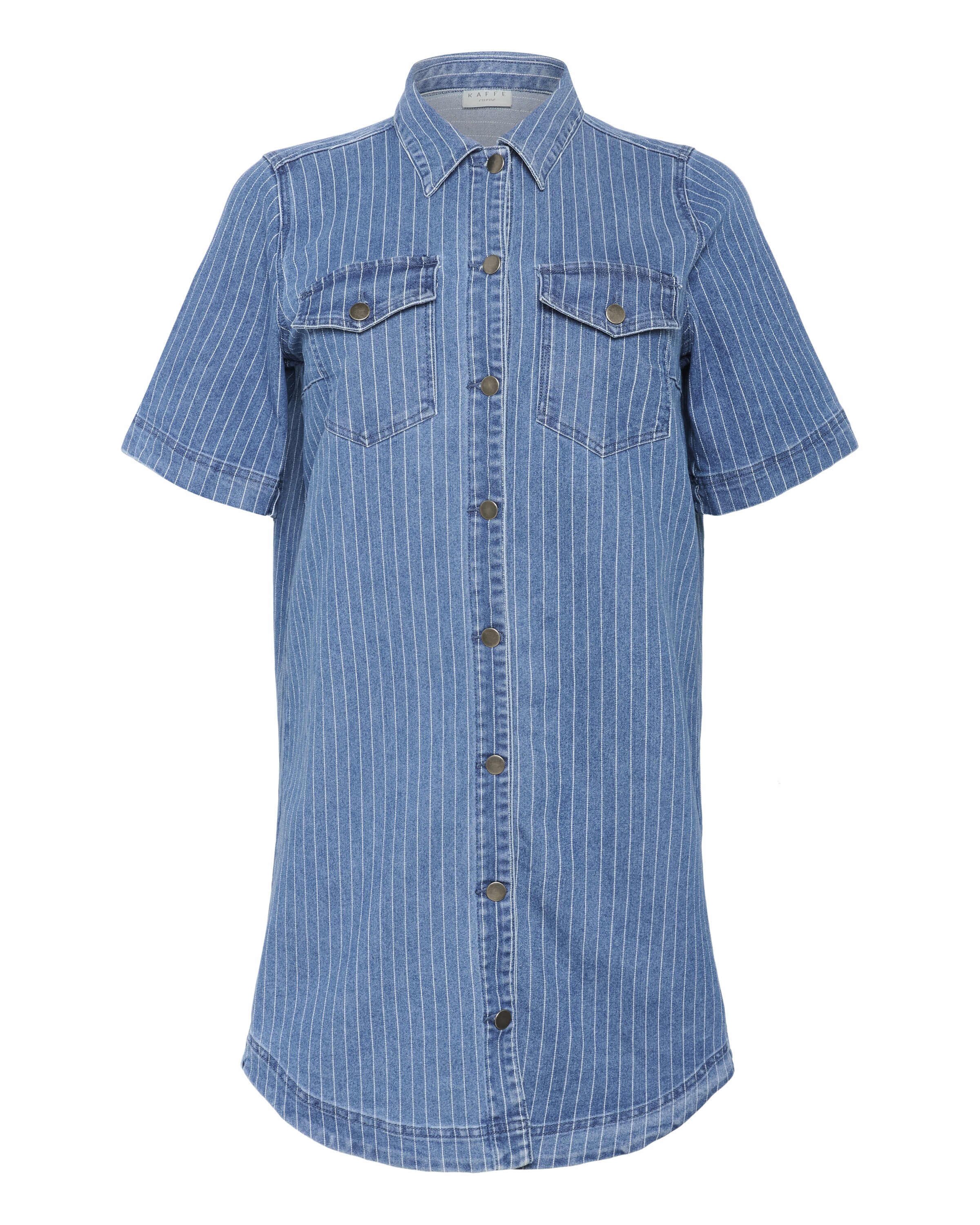 KAFFE CURVE Jurk 'Reeca' in Blauw: voorkant