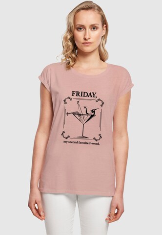 Mister Tee Shirt 'F-Word' in Roze: voorkant