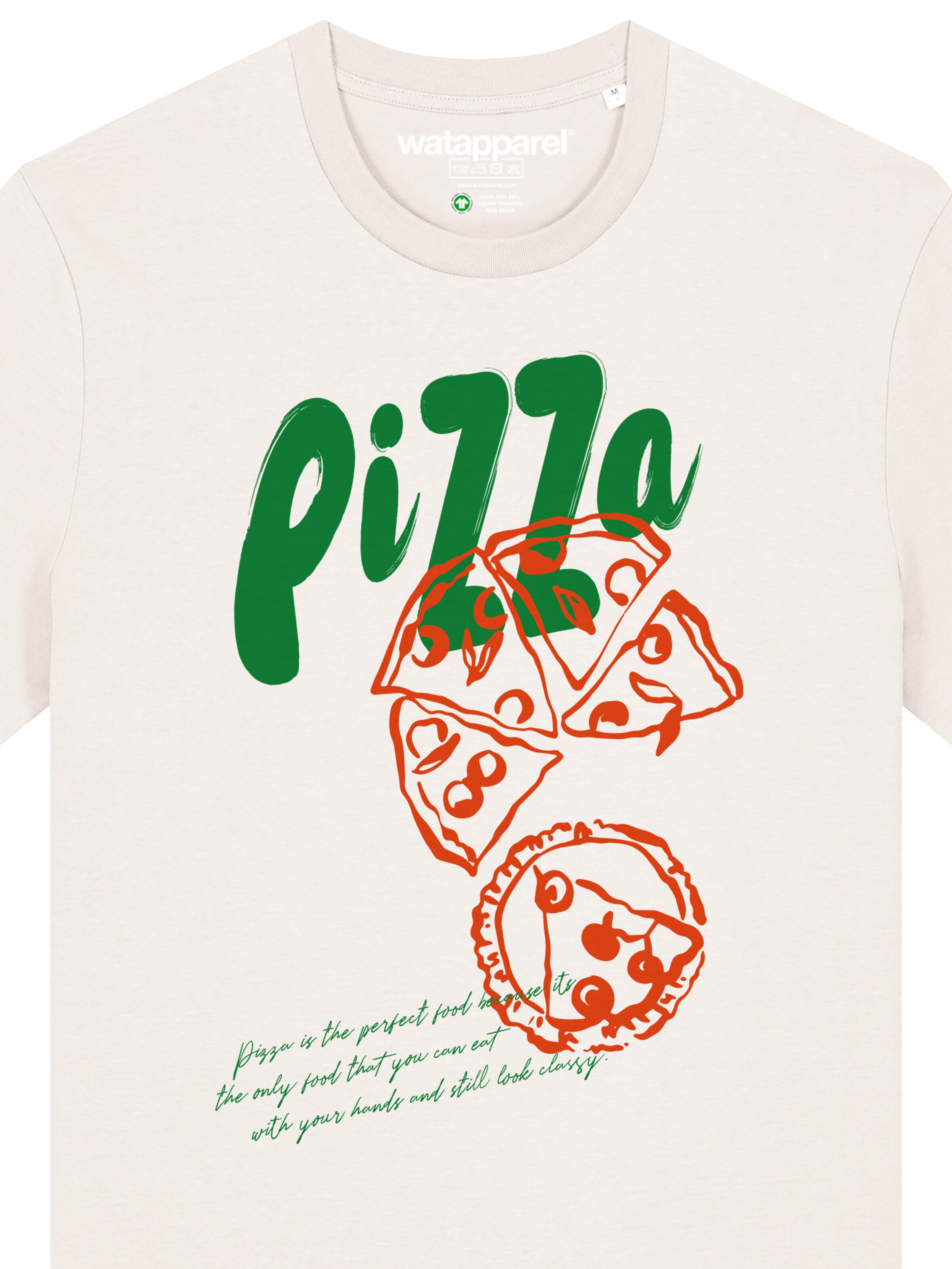 Watapparel T-Shirt 'Pizza' in Weiß