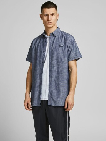 JACK & JONES Regular fit Button Up Shirt 'Portland' in Blue: front