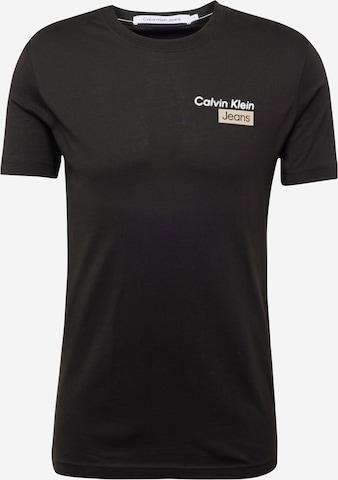 Calvin Klein Jeans - Camiseta 'STACKED BOX' en negro: frente