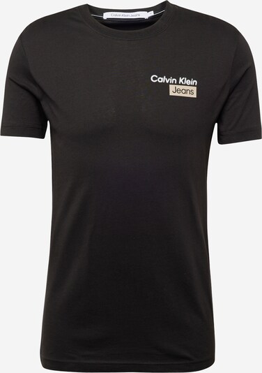 Calvin Klein Jeans T-Krekls 'STACKED BOX', krāsa - bēšs / melns / balts, Preces skats