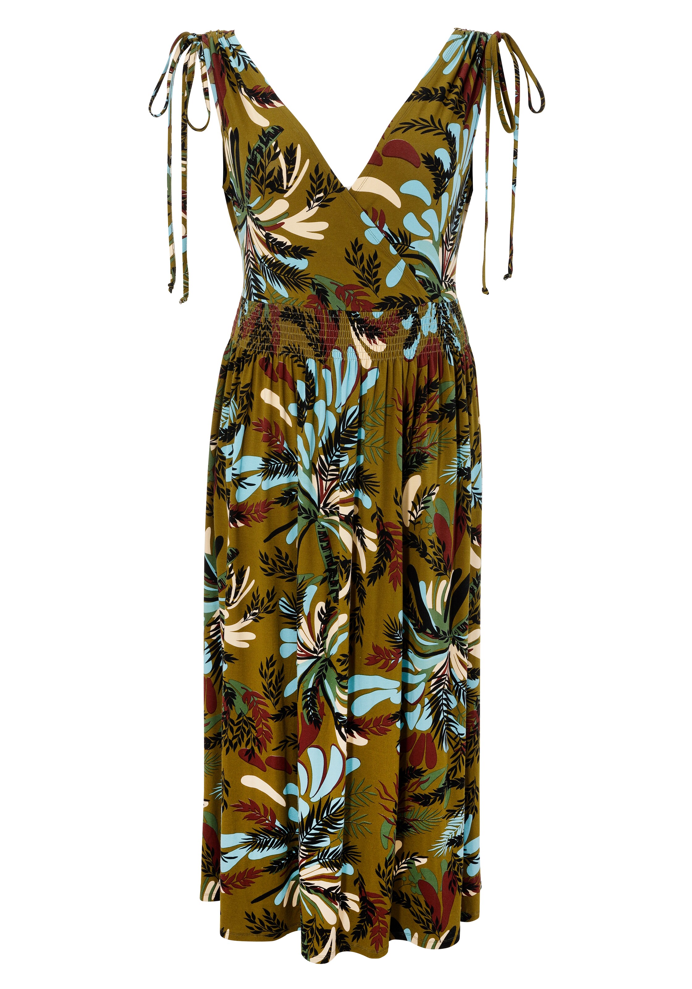 Aniston Kleid in hellblau / oliv / dunkelrot / schwarz, Produktansicht