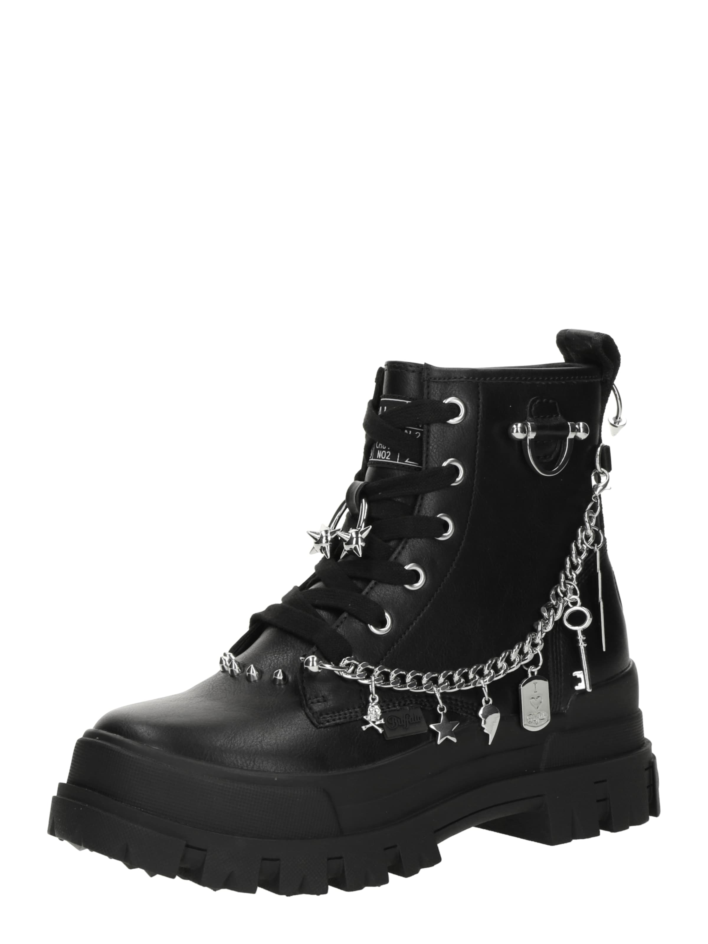 Ghete cu șireturi 'ASPHA' de la BUFFALO pe negru: față