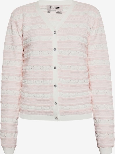 Sidona Cardigan en rose / blanc, Vue avec produit