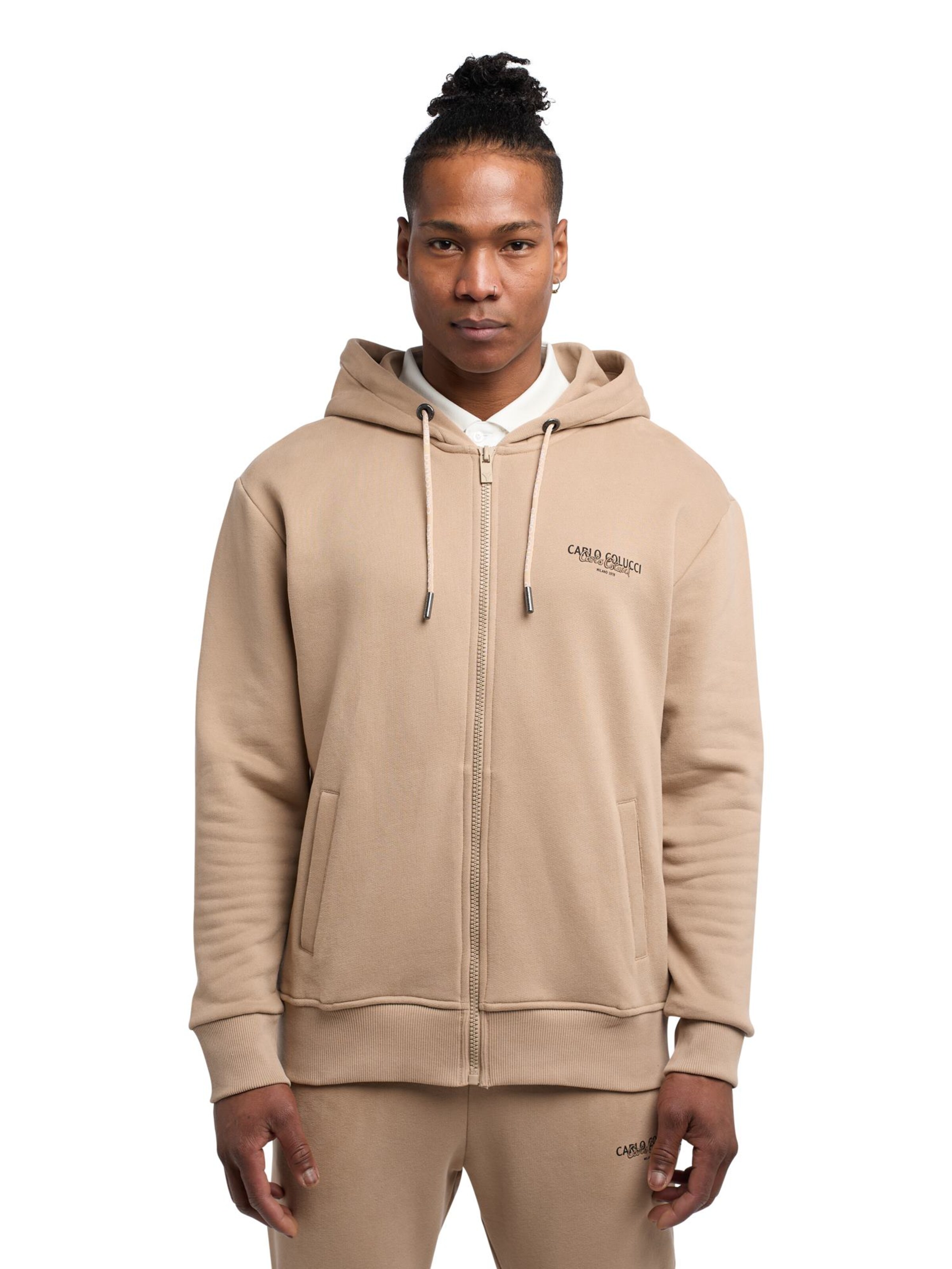 Carlo Colucci Sweatjacke in Beige: Vorderseite