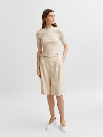 SELECTED FEMME Wide leg Bandplooibroek 'SLFLUISA-RITA' in Beige