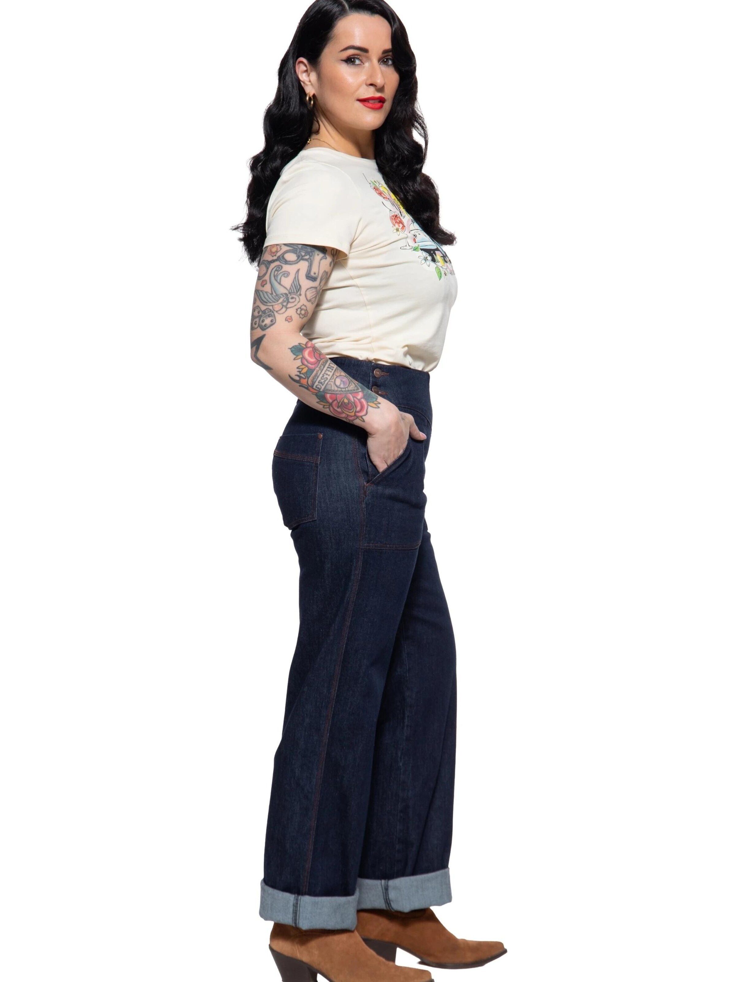 Queen Kerosin Regular Jeans 'Josie' in Blue
