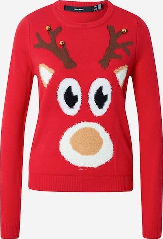 VERO MODA Pulóver 'Jingledeer' - piros: elől