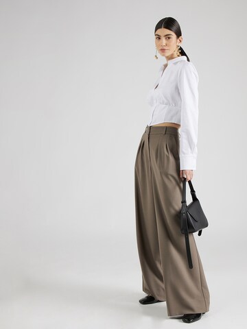 FIVEUNITS Wide leg Pleat-front trousers 'Karen' in Brown