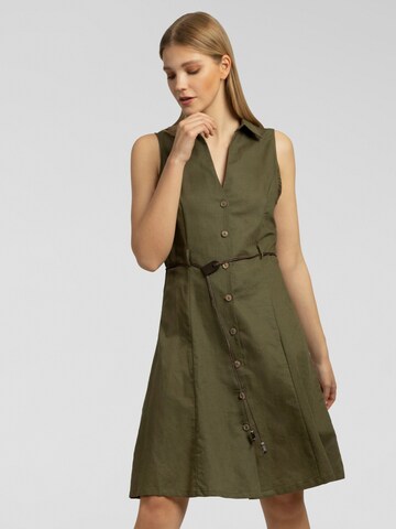APART Kleid aus edlen Leinen Baumwoll Mischung in Grün: front