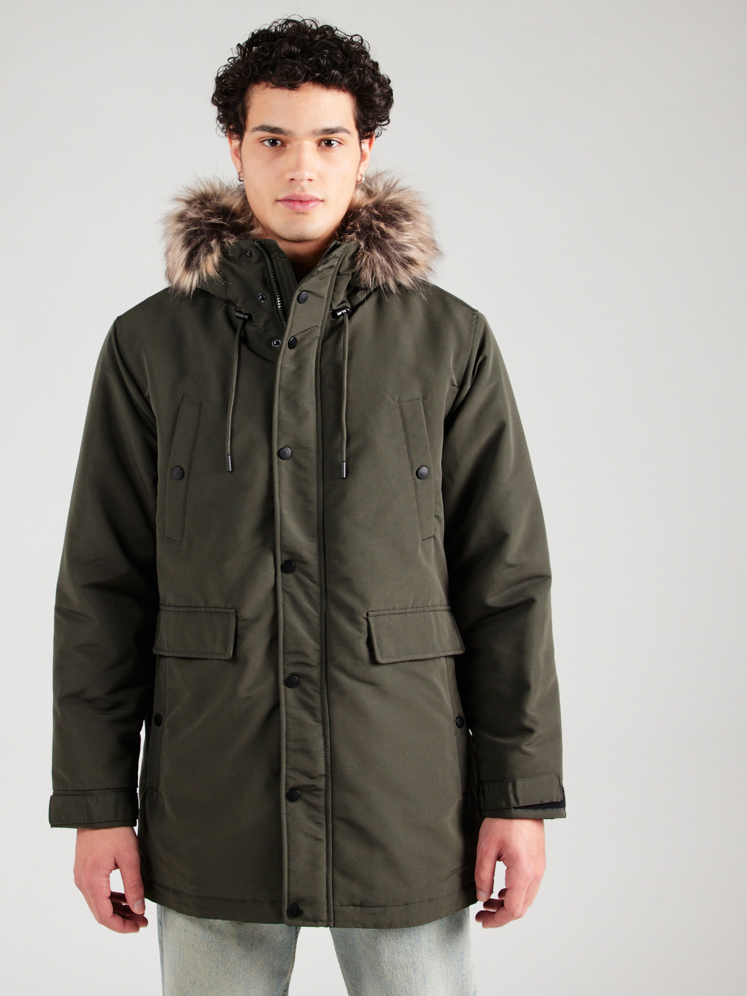 Only & Sons Between-Seasons Parka 'ONSDREW' in Dark Green Only & Sons Between-Seasons Parka 'ONSDREW' in Dark Green