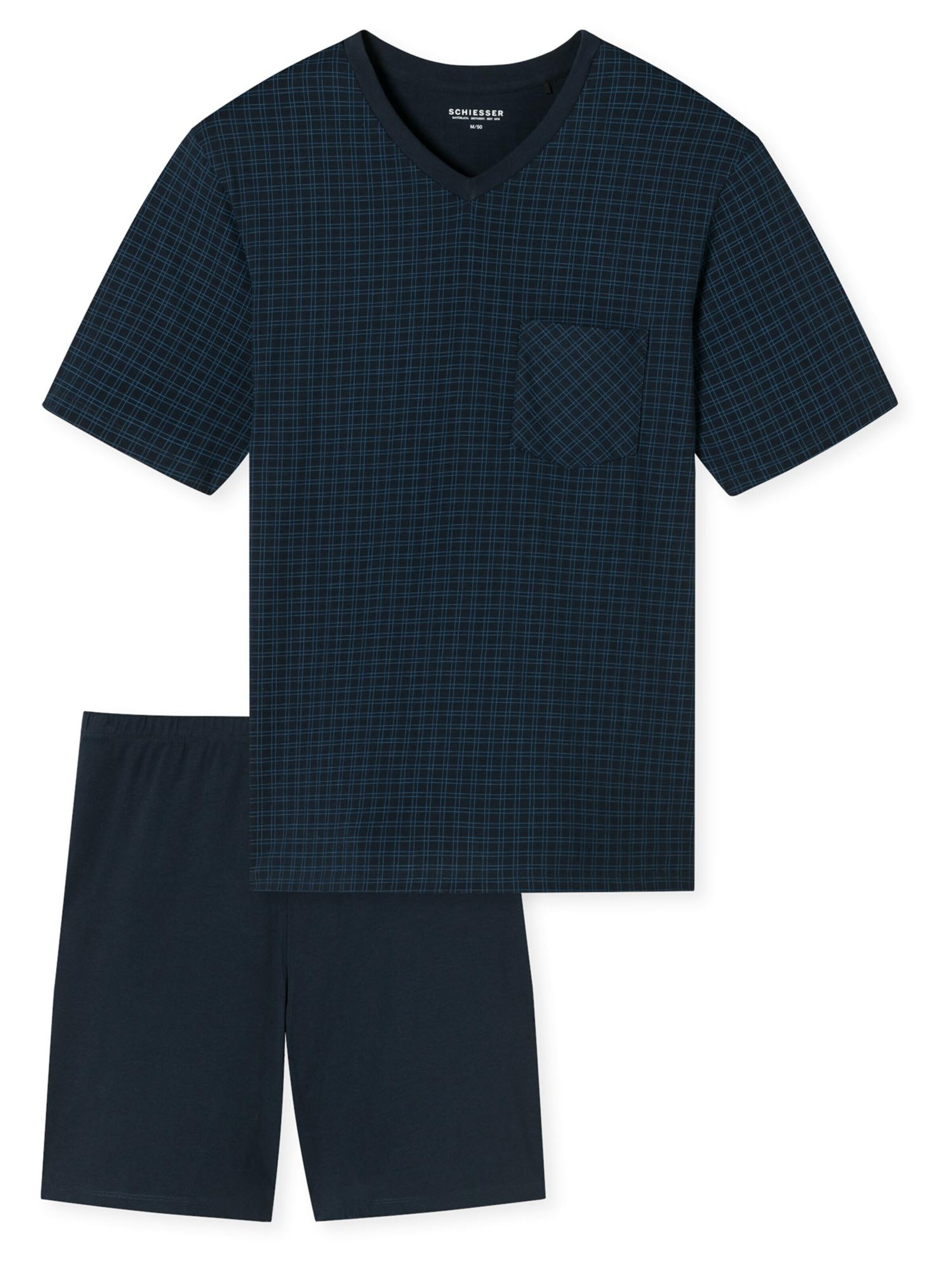 SCHIESSER Pyjama kurz 'Comfort Essentials'‌‌‌‌‌‌‌ in Blau: Vorderseite