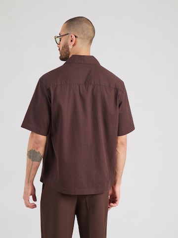 Only & Sons Comfort fit Button Up Shirt 'ONSMARVIN' in Brown
