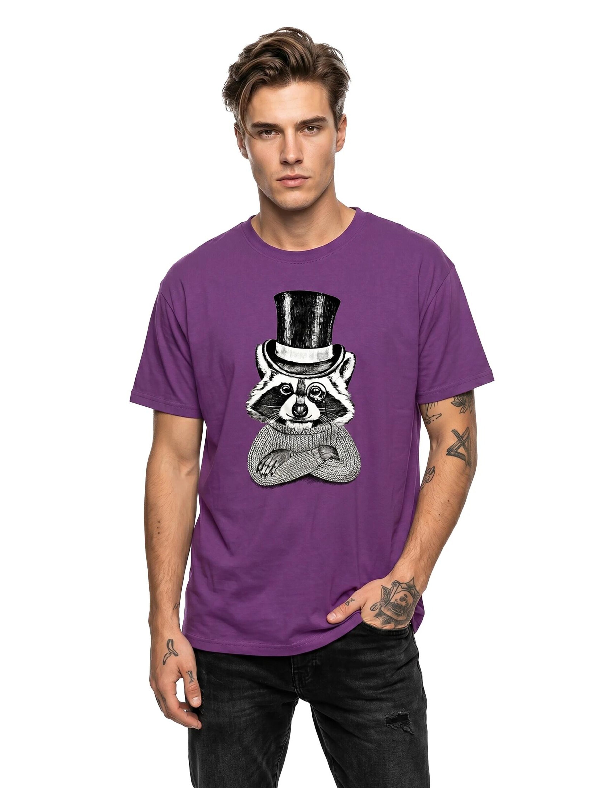 MAKAYA Shirt 'Waschbär Hut' in Purple