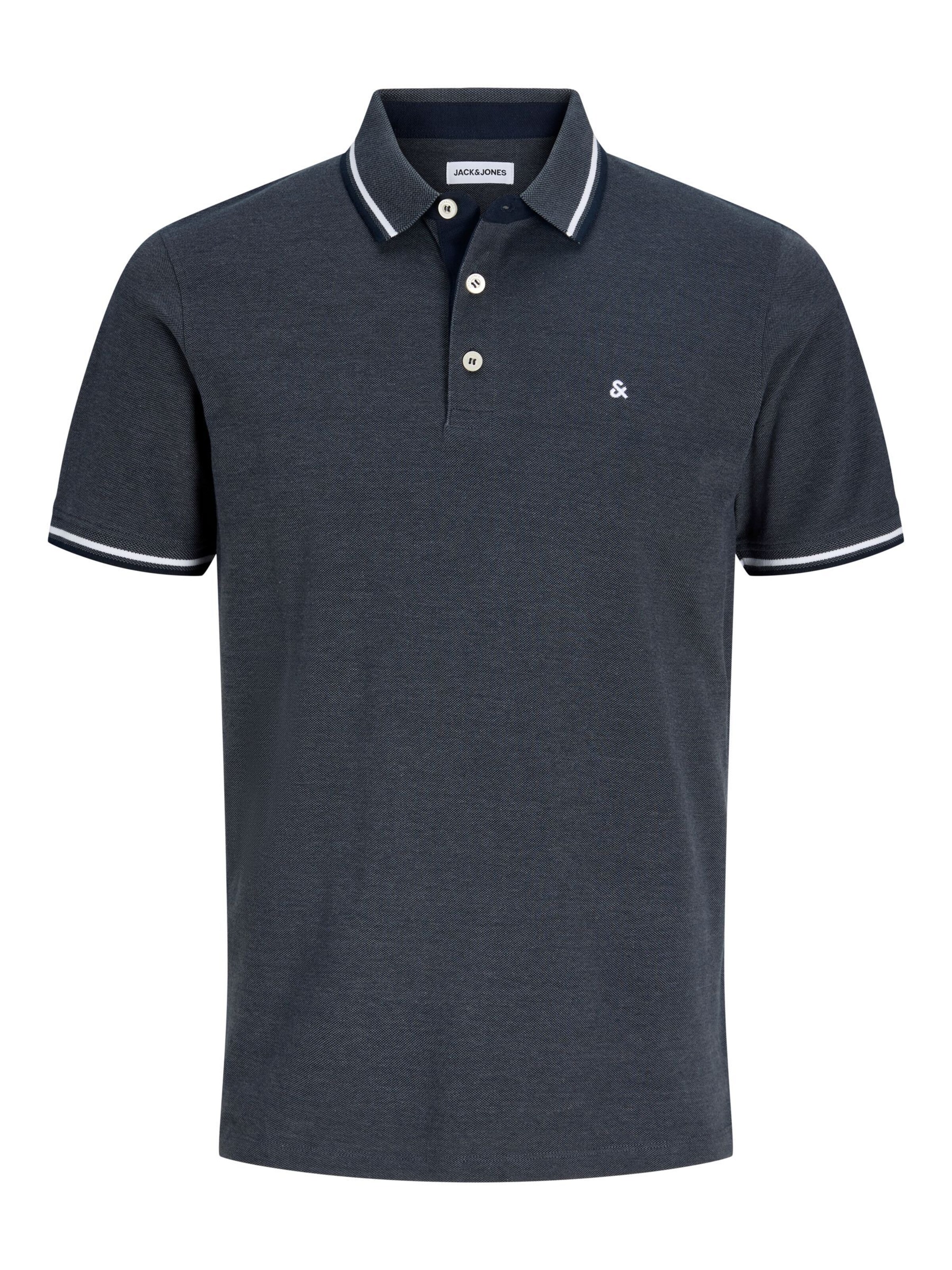 sötétszürke / fehér JACK & JONES Póló 'JJEPaulos' - S, Termék nézet