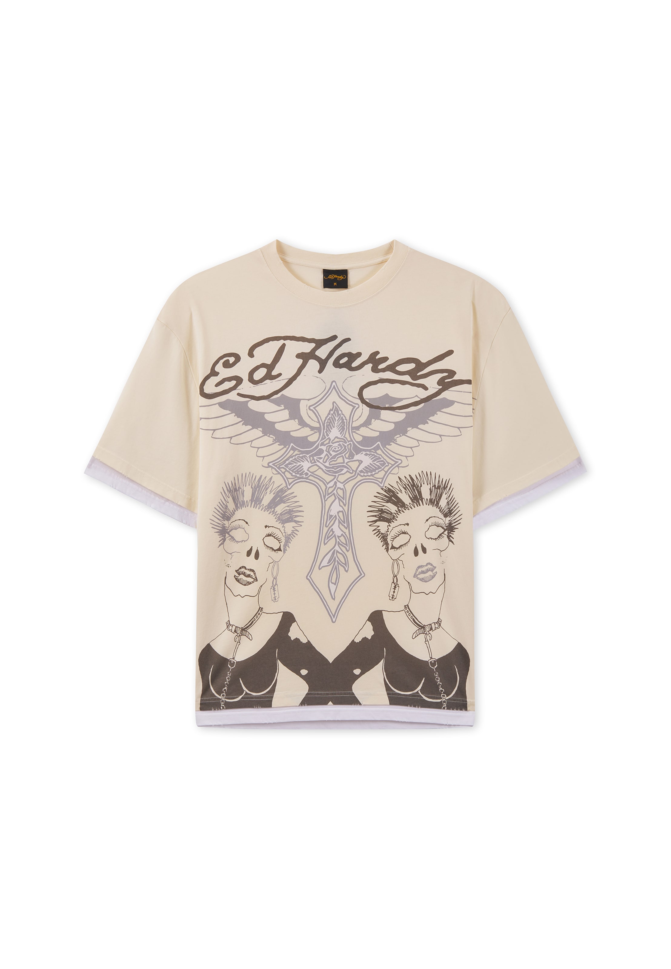T-Shirt Ed Hardy en beige : devant