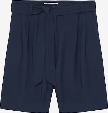 MANGO Loose fit Pleat-Front Pants 'Bye' in Blue: front