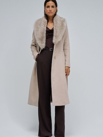 Salsa Jeans Wintermantel 'Long Wool Coat Faux Fur Belt' in Beige