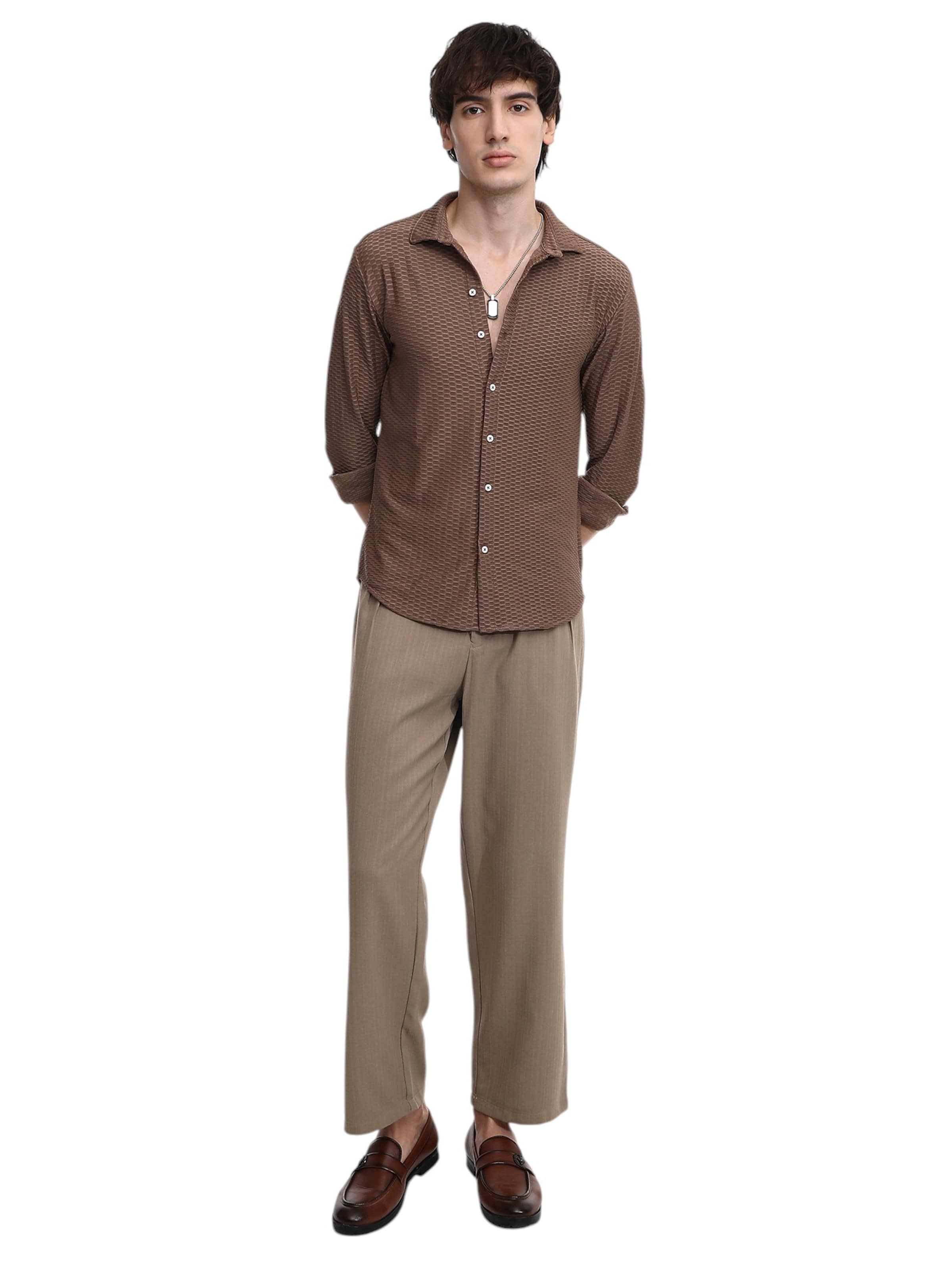 Campus Sutra Regular fit Риза 'Samara' в кафяво