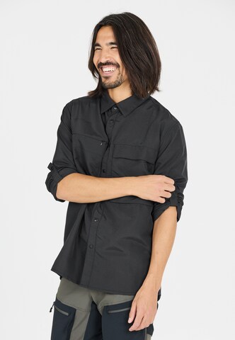 Whistler Regular fit Athletic Button Up Shirt 'Elm' in Black: front