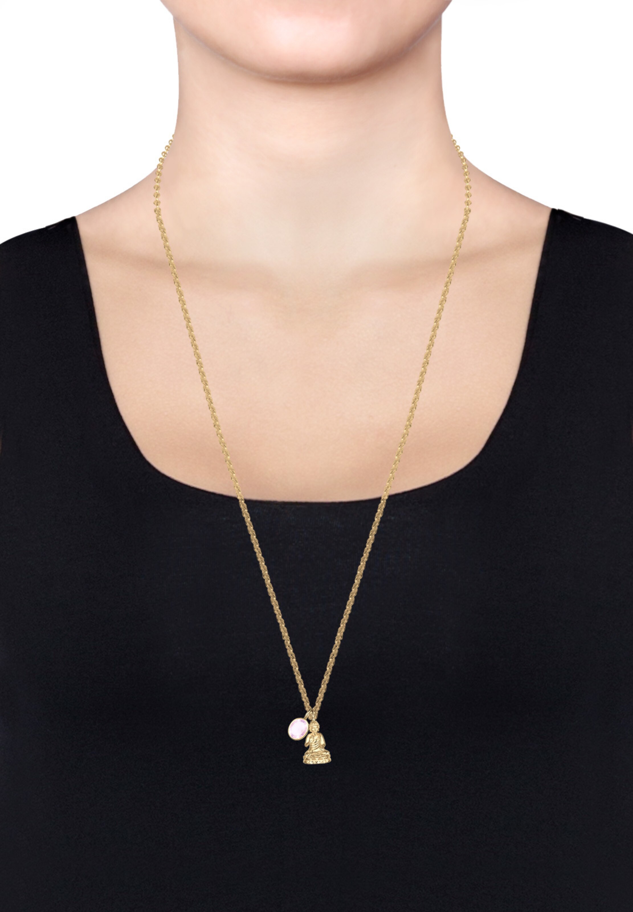 ELLI PREMIUM Kette 'BUDDHA' in Gold: Vorderseite