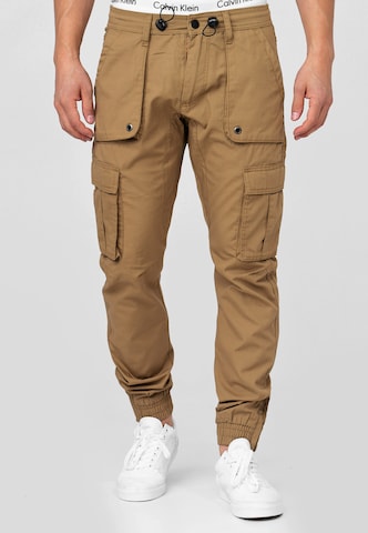 Regular Pantalon cargo 'Leonard' INDICODE JEANS en marron : devant