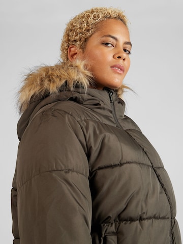 PIECES Curve Winter Jacket 'NATTY' in Brown