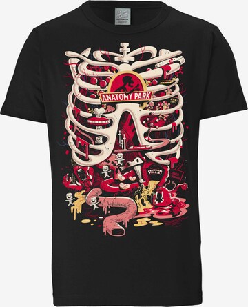 LOGOSHIRT Shirt 'Rick & Morty - Anatomy Park' in Zwart: voorkant