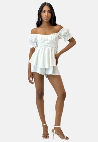 Elara Jumpsuit in White: front