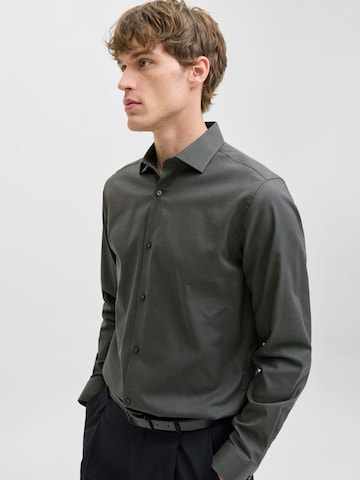JACK & JONES Comfort fit Button Up Shirt 'Blaparker' in Grey