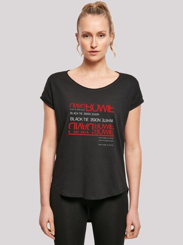 F4NT4STIC Shirt 'David Bowie Black Tie White Noise' in Zwart: voorkant