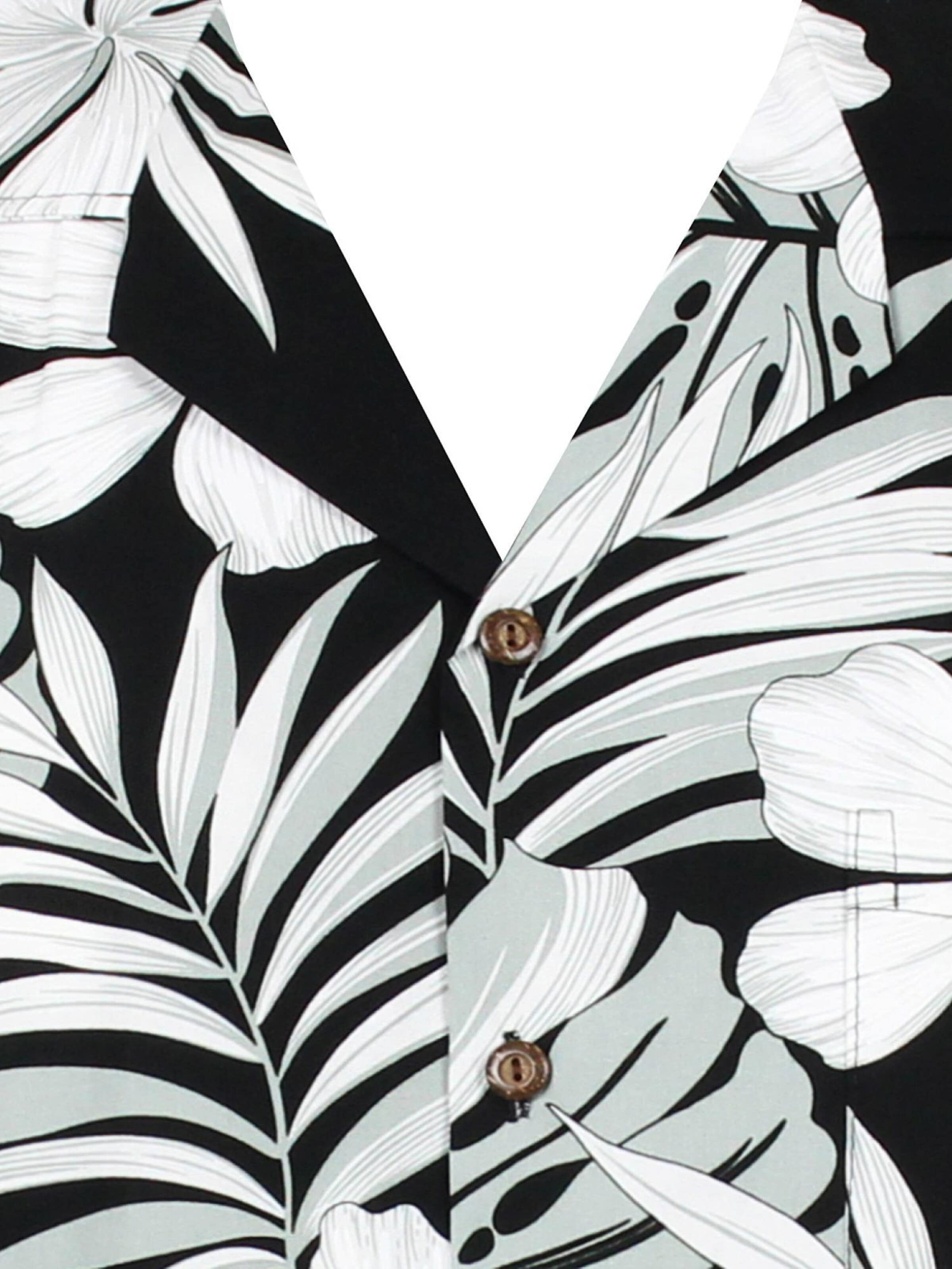 Pacific Legend Regular fit Button Up Shirt 'Palmenblätter' in Black