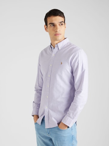 Coupe slim Chemise Polo Ralph Lauren en violet : devant