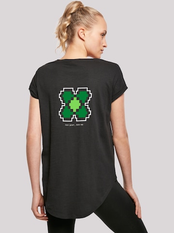 T-shirt 'Silvester Happy New Year Pixel Kleeblatt' F4NT4STIC en noir