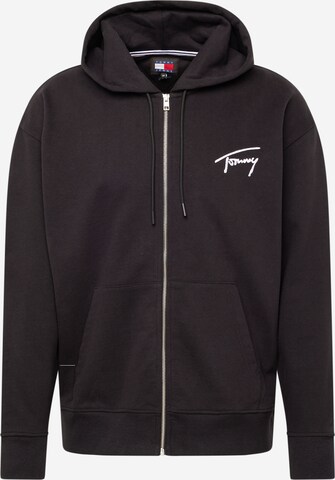 Tommy Jeans Zip-Up Hoodie in Black: front