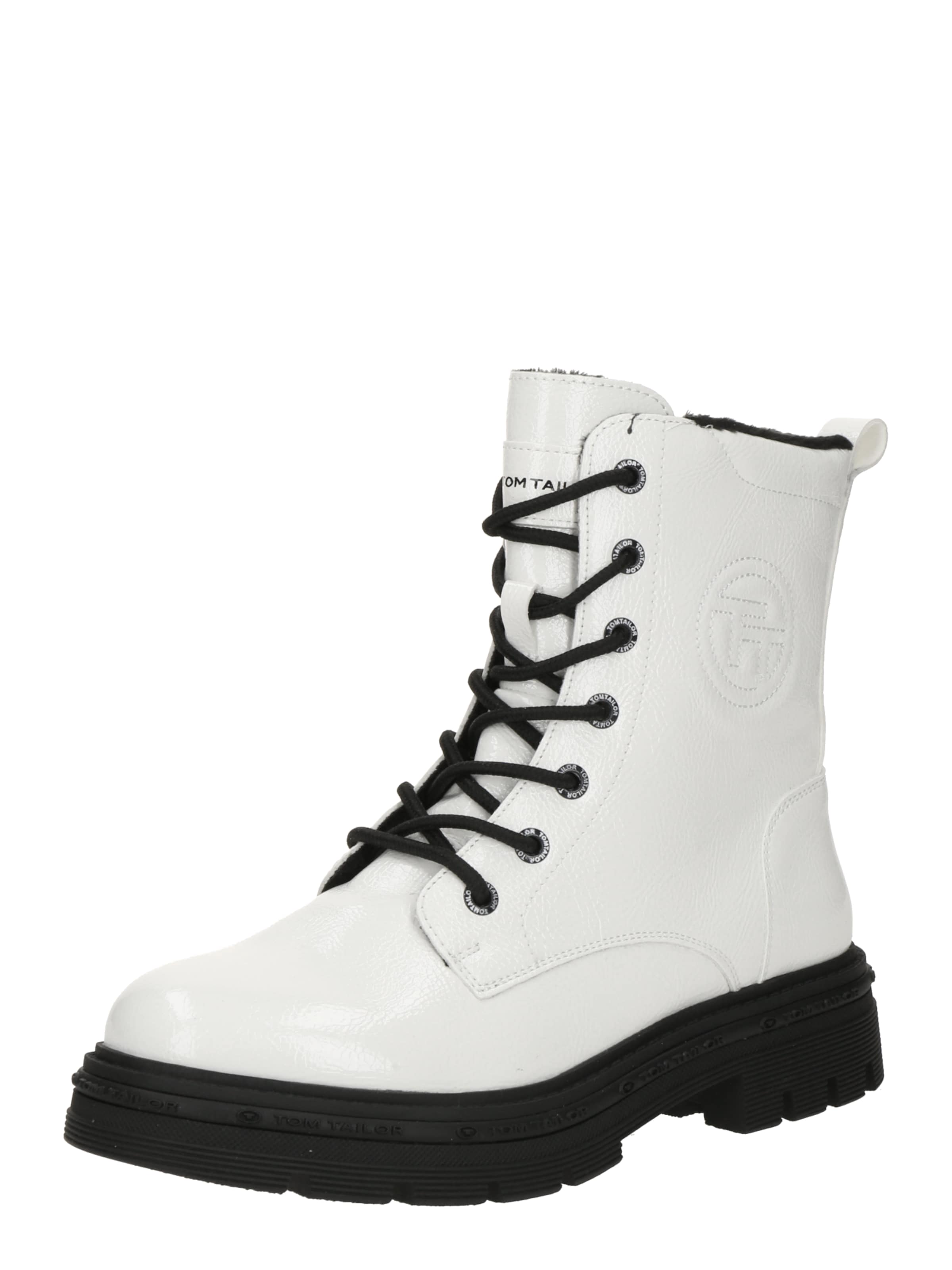 Ghete cu șireturi de la TOM TAILOR pe alb: față