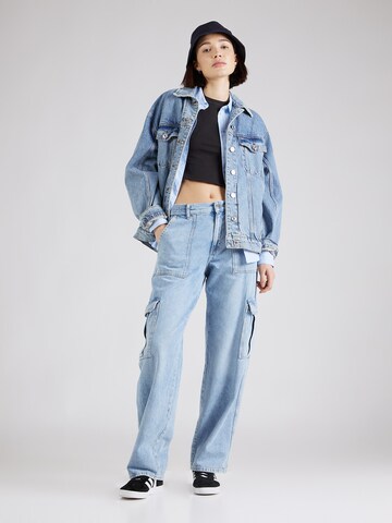 QS Wide Leg Cargojeans in Blau