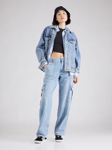 QS Wide Leg Cargojeans in Blau