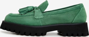 CESARE GASPARI Moccasins in Green: front