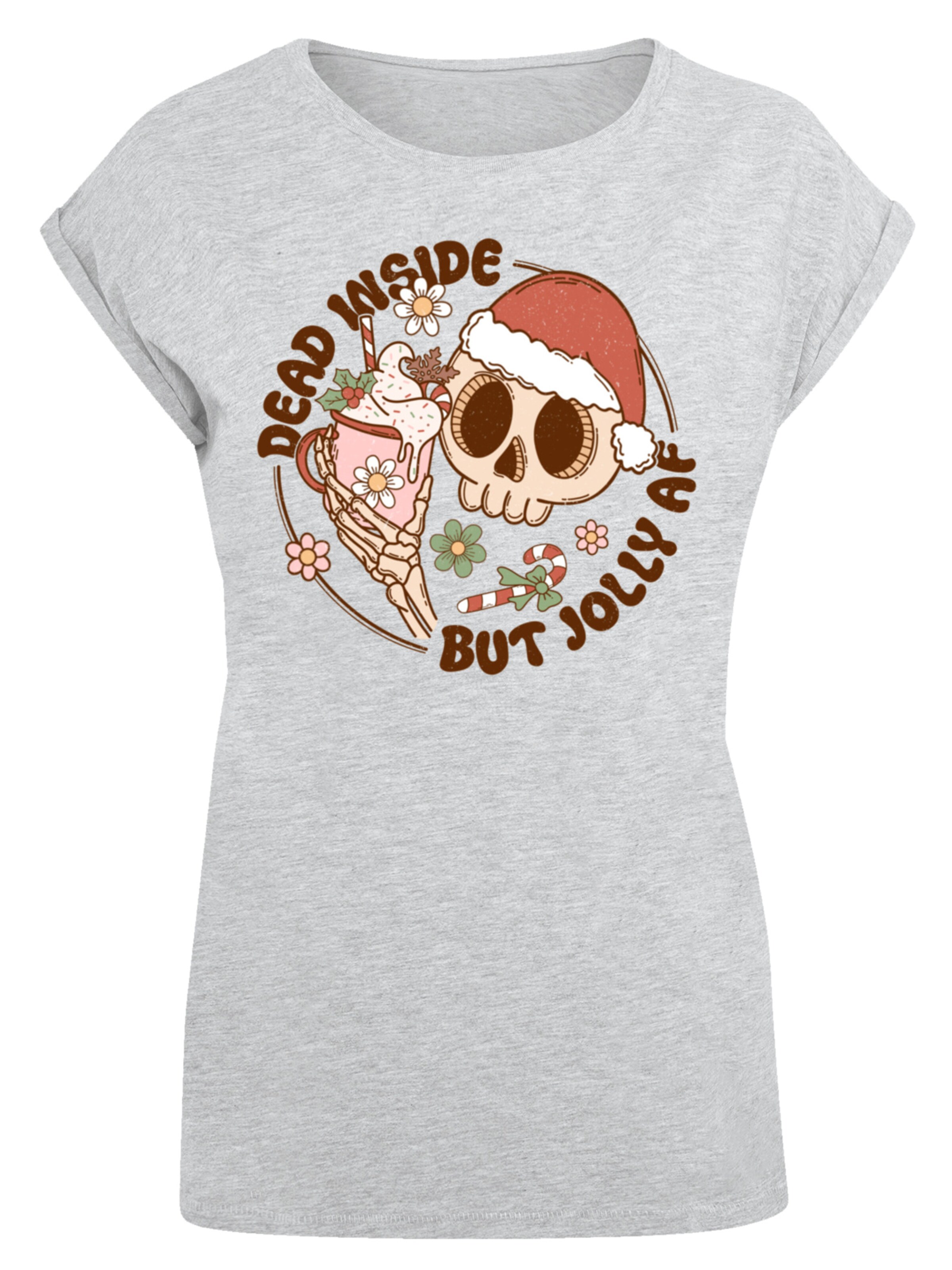 F4NT4STIC Shirt 'Dead inside but jolly AF Christmas' in Grey: front