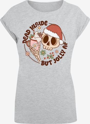 F4NT4STIC Shirt 'Dead inside but jolly AF Christmas' in Grey: front