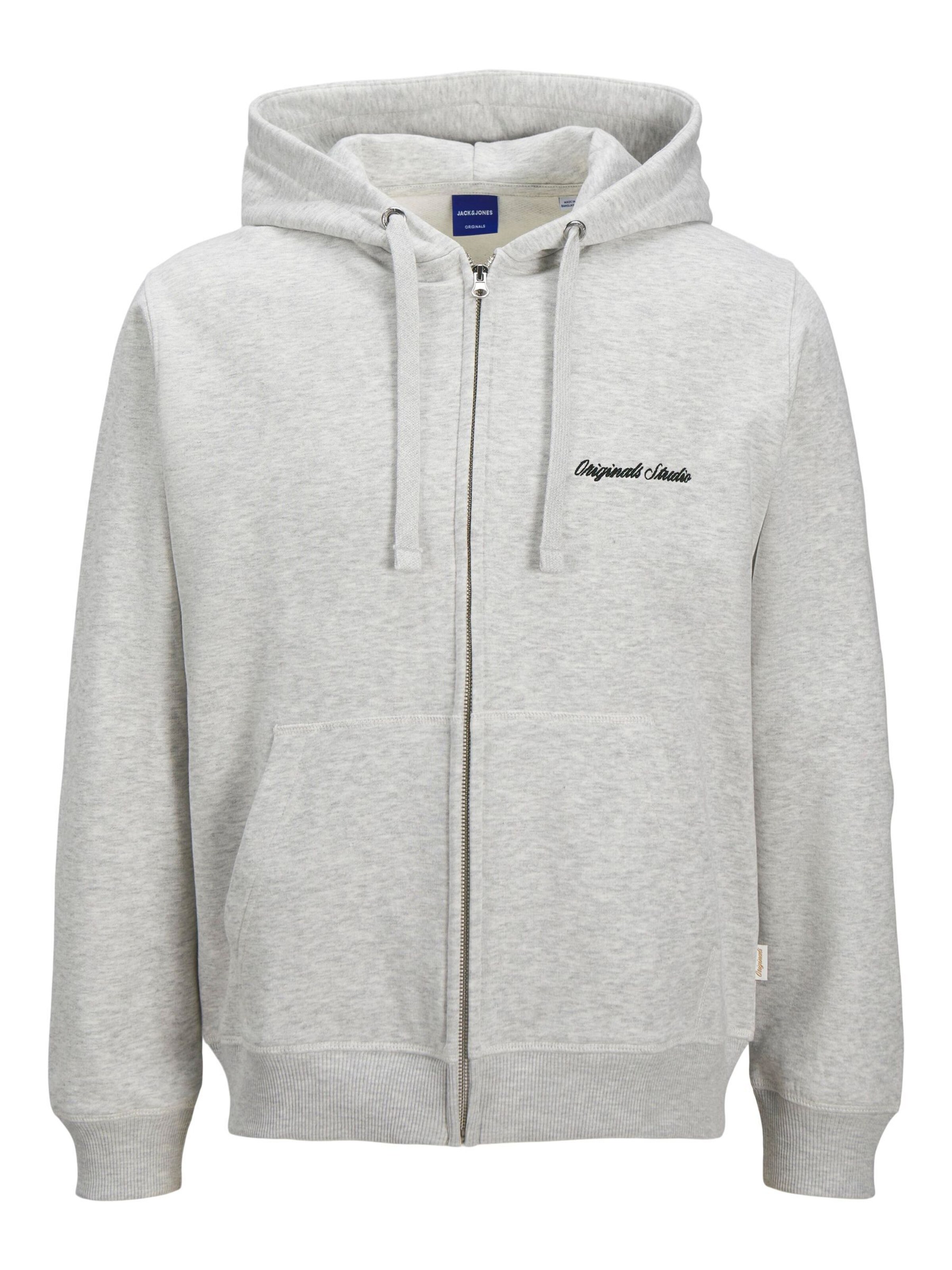 Jack & Jones Plus - Sudadera con cremallera en blanco: frente