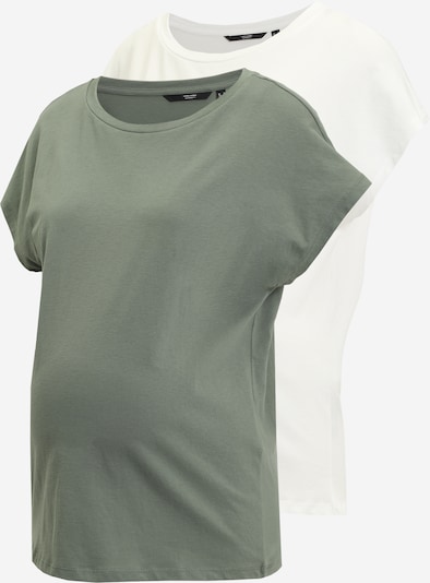 Vero Moda Maternity T-Krekls 'PIA', krāsa - olīvzaļš / balts, Preces skats