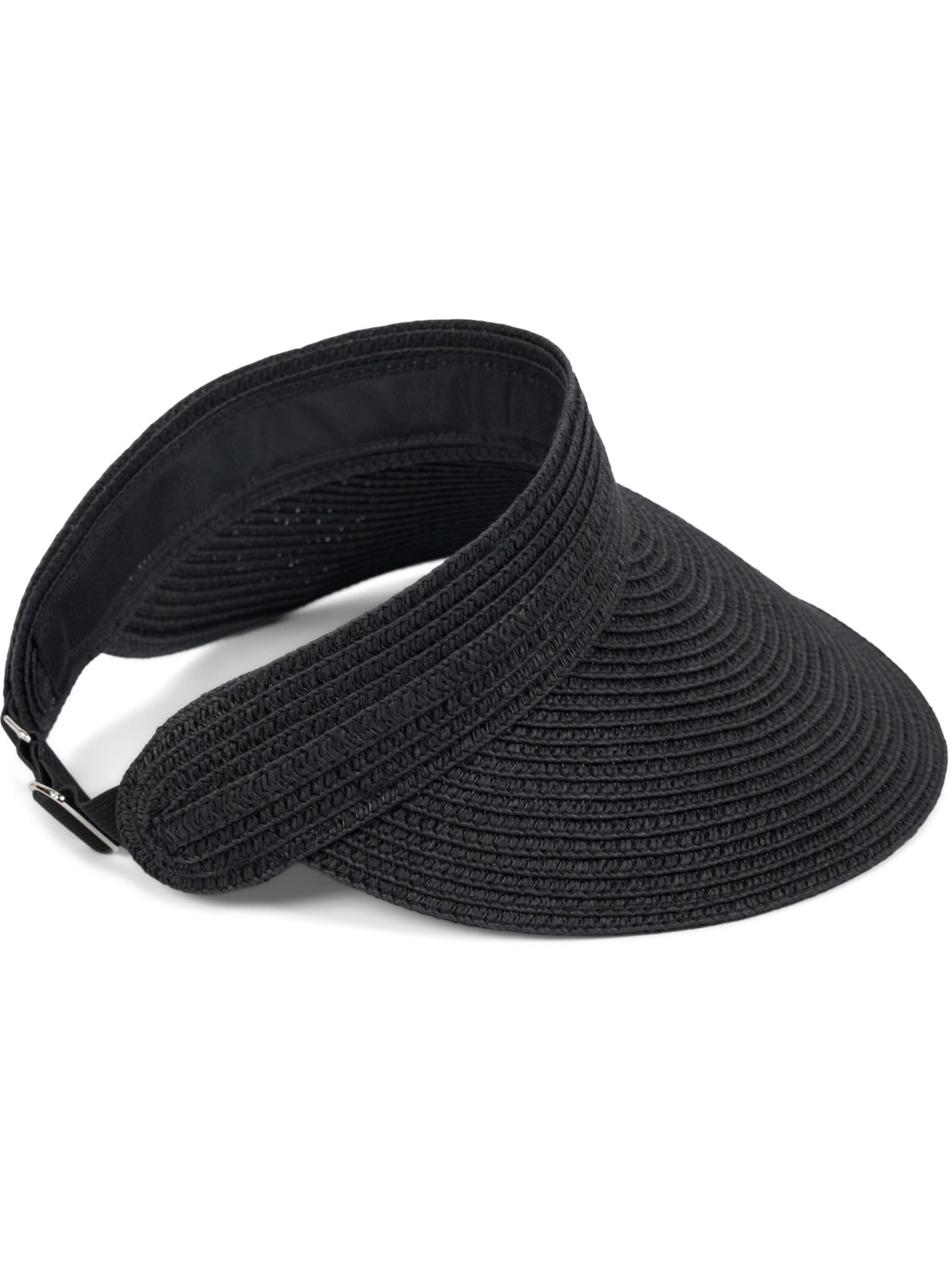 styleBREAKER Cap 'Papierstroh Visor Cap Einfarbig'‌‌‌‌‌‌ in Schwarz: Vorderseite