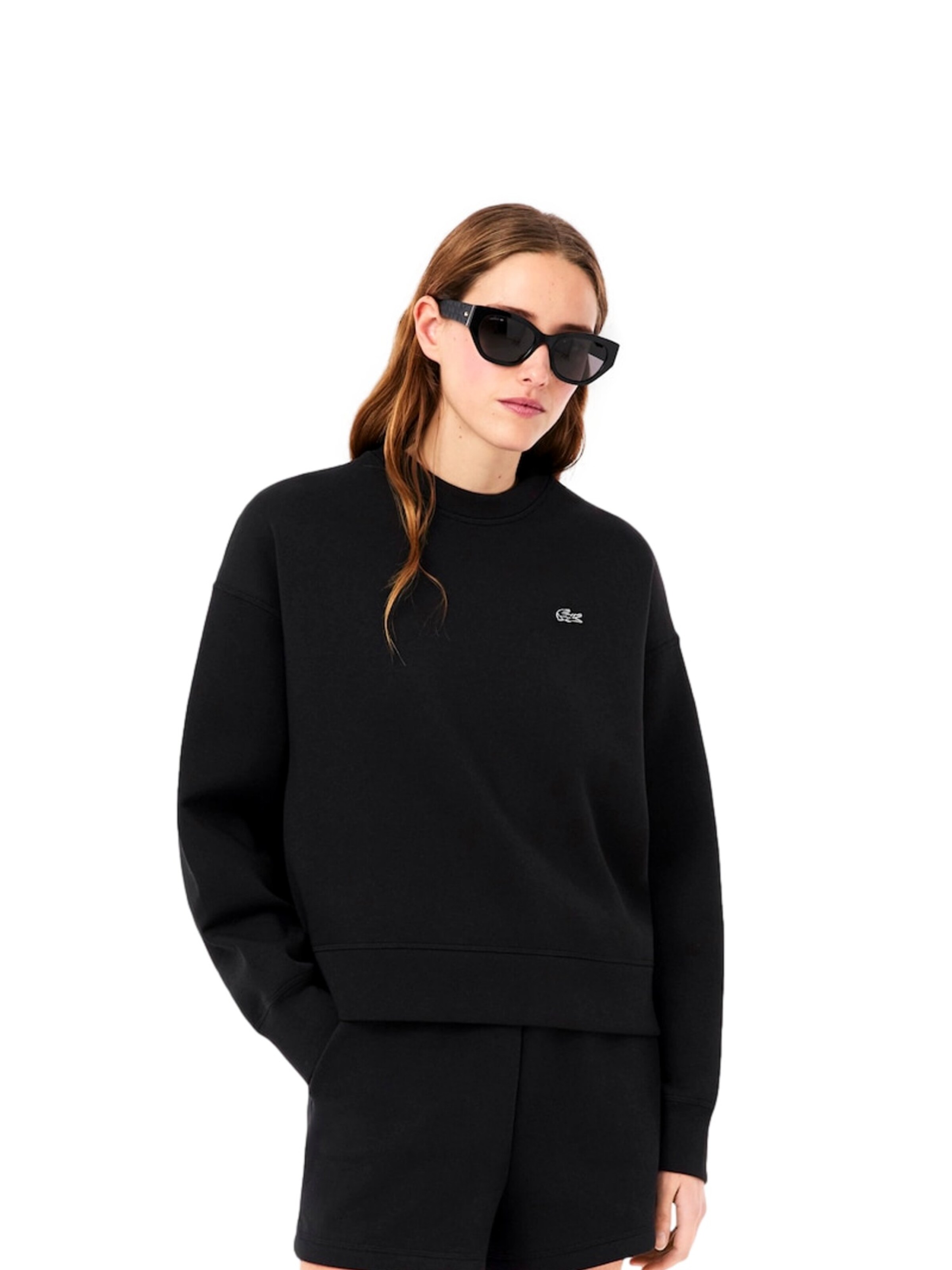 Felpa di LACOSTE in nero: frontale